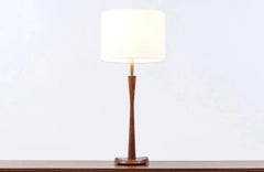 Expertly Restored -Mid-Century Modern Walnut & Brass Accent Table Lamp by Laurel
