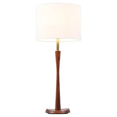 Expertly Restored -Mid-Century Modern Walnut & Brass Accent Table Lamp by Laurel