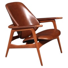 Arne Hovmand-Olsen Teak & Cognac Leather Lounge Chair for Mogens Kold