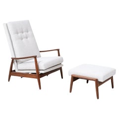 Mid-Century Modern Reclining Lounge Chair with Ottoman by Milo Baughman