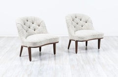 Expertly Restored - Edward J. Wormley "Janus" Boucle Slipper Chairs for Dunbar
