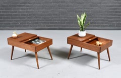 Californian Modern Side Tables w/ Storage Compartments by John Keal