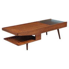 Californian Modern Coffee Table w/ Bookshelf & Drink Tray by John Keal