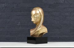 Vintage Modernist Brancusi-Inspired Bust Sculpture