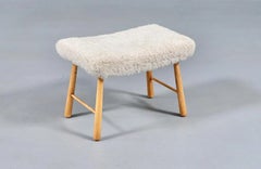 Expertly Restored - Scandinavian Modern Sheepskin Stool