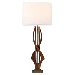 ExpertlyRestored - Mid-Century Modern Sculpted Spiral Walnut Table Lamp