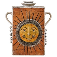 Vintage Studio Ceramic Sun Figure Pottery, Signed Johnson