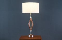 Expertly Restored -Mid-Century Modern Sculpted Walnut Table Lamp by V.H. Woolums