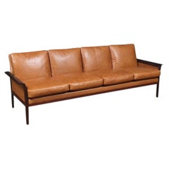 Restaurado por expertos - Sofá Fredrik Kayser Modelo-934 de palisandro y cuero