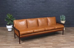 Restaurado por expertos - Sofá Fredrik Kayser Modelo-934 de palisandro y cuero