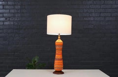 Mid-Century Modern Orange Glazed Ceramic Table Lamp by Phil-Mar