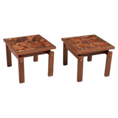 Mid Century Floating Top Walnut & Live Edge Side Tables by Lane