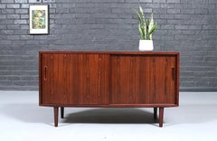 Danish Modern Rosewood Credenza w/ Sliding Doors by Carlo Jensen