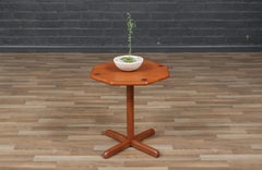 Expertly Restored - Danish Modern Pedestal Teak Side Table by B&M