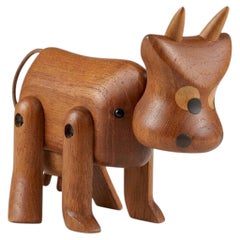 Restaurada por expertos - Escultura moderna danesa en forma de vaca de teca de Sveistrup