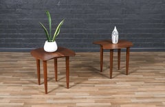 Expertly Restored -California Modern Sculpted Floating-Top Side Tables / Ace-Hi