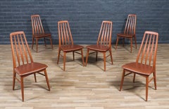 Fachmännisch restaurierte Niels Koefoed "Eva" Teak & Leder Esszimmerstühle für Koefoeds