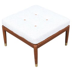 Expertly Restored-Swedish Modern Boucle & Leather Stool by Folke Ohlsson for Dux