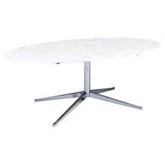 Florence Knoll Italian Carrara Marble & Chrome Dining Table or Desk