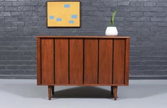 Expertly Restored- California Modernist Walnut Tambour-Door Credenza by Barzilay