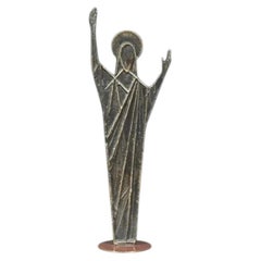 Sculpture en bronze du Christ moderniste autrichien du milieu du siècle par Franz Hagenauer