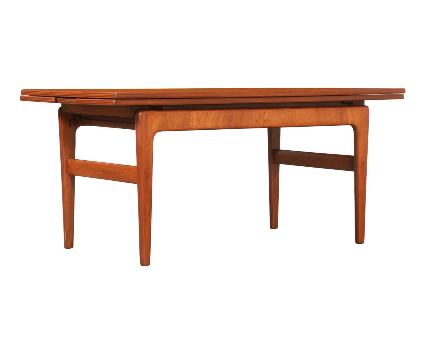 Danish Modern “Morphing” Teak Coffee, Console or Dining Table In Excellent Condition In Los Angeles, CA