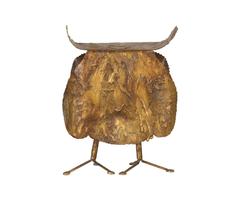 Curtis Jere Drip-Finished Brutalist Metal Owl Sculpture for Artisan House