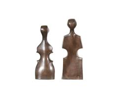 Pair of Mid-Century Abstract Bronze Human Sculptures