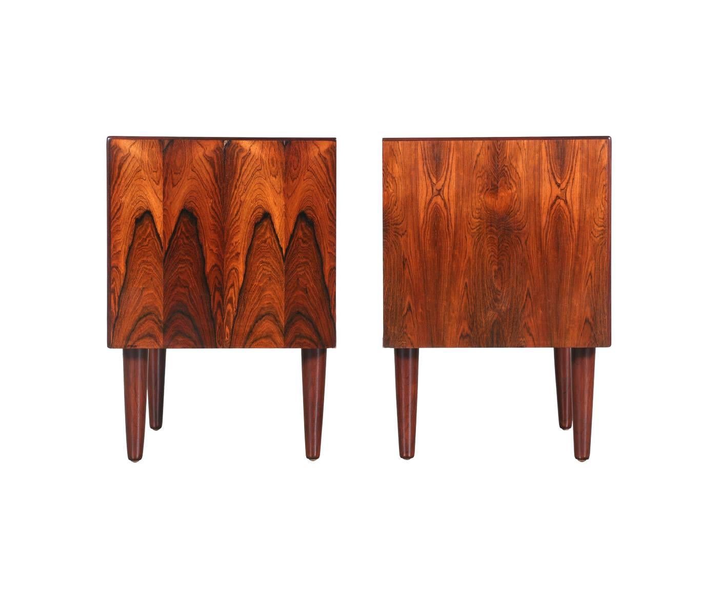 Designer: Westnofa.
Manufacturer: Westnofa.
Period/Style: Norwegian Modern.
Country: Norway.
Date: 1960s.

Dimensions: 22.75″ H x 20.5″ W x 15.5″ D.
Materials: Rosewood.
Condition: Excellent, newly refinished.
Number of items: Two.
ID