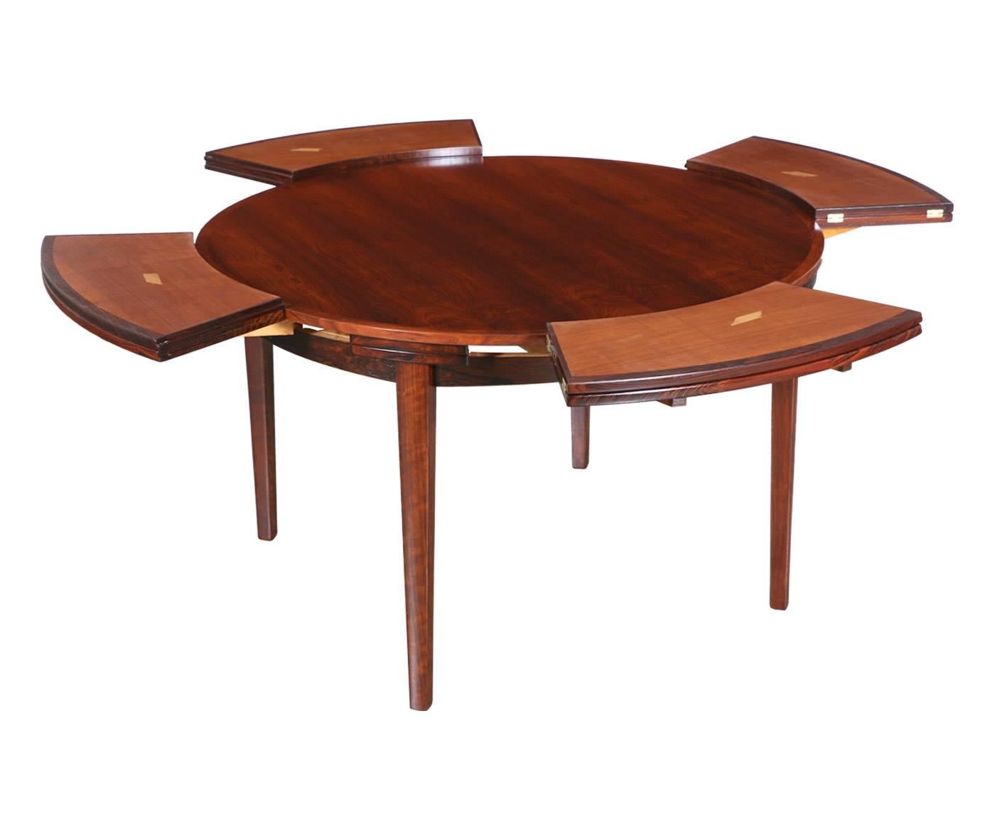 Mid-Century Modern Danish Modern “Flip Flap” Rosewood Dining Table by Dyrlund
