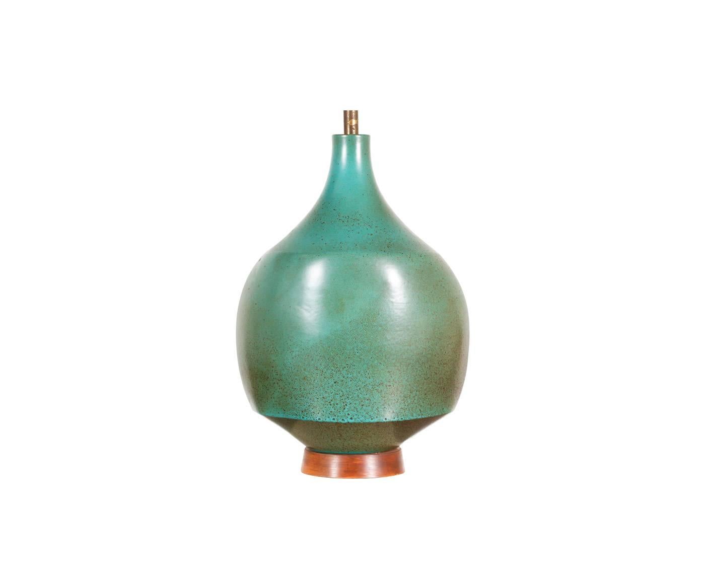 Mid-Century Modern Mid-Century Teal Ceramic Table Lamp by David Cressey