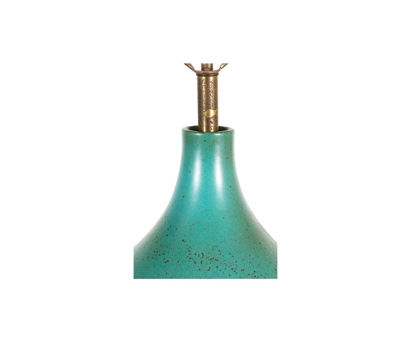 Mid-Century Teal Ceramic Table Lamp by David Cressey In Excellent Condition In Los Angeles, CA