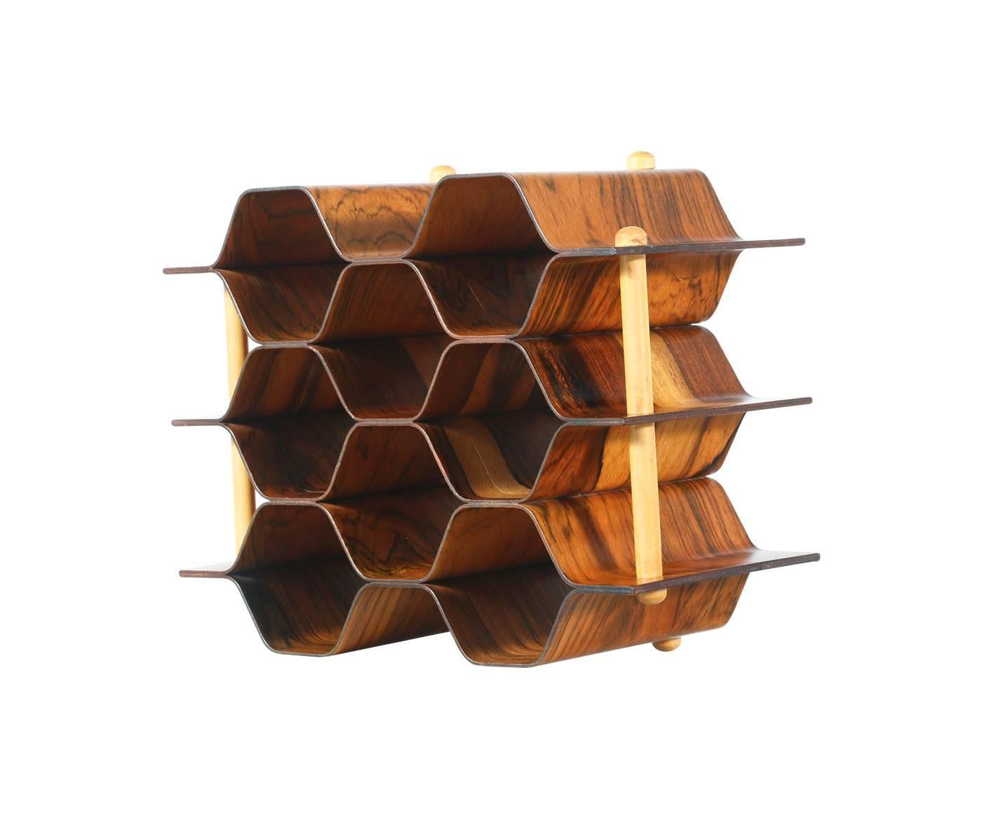 Mid-Century Modern Torsten Johansson “Honeycomb” Rosewood Wine Rack for AB Formträ