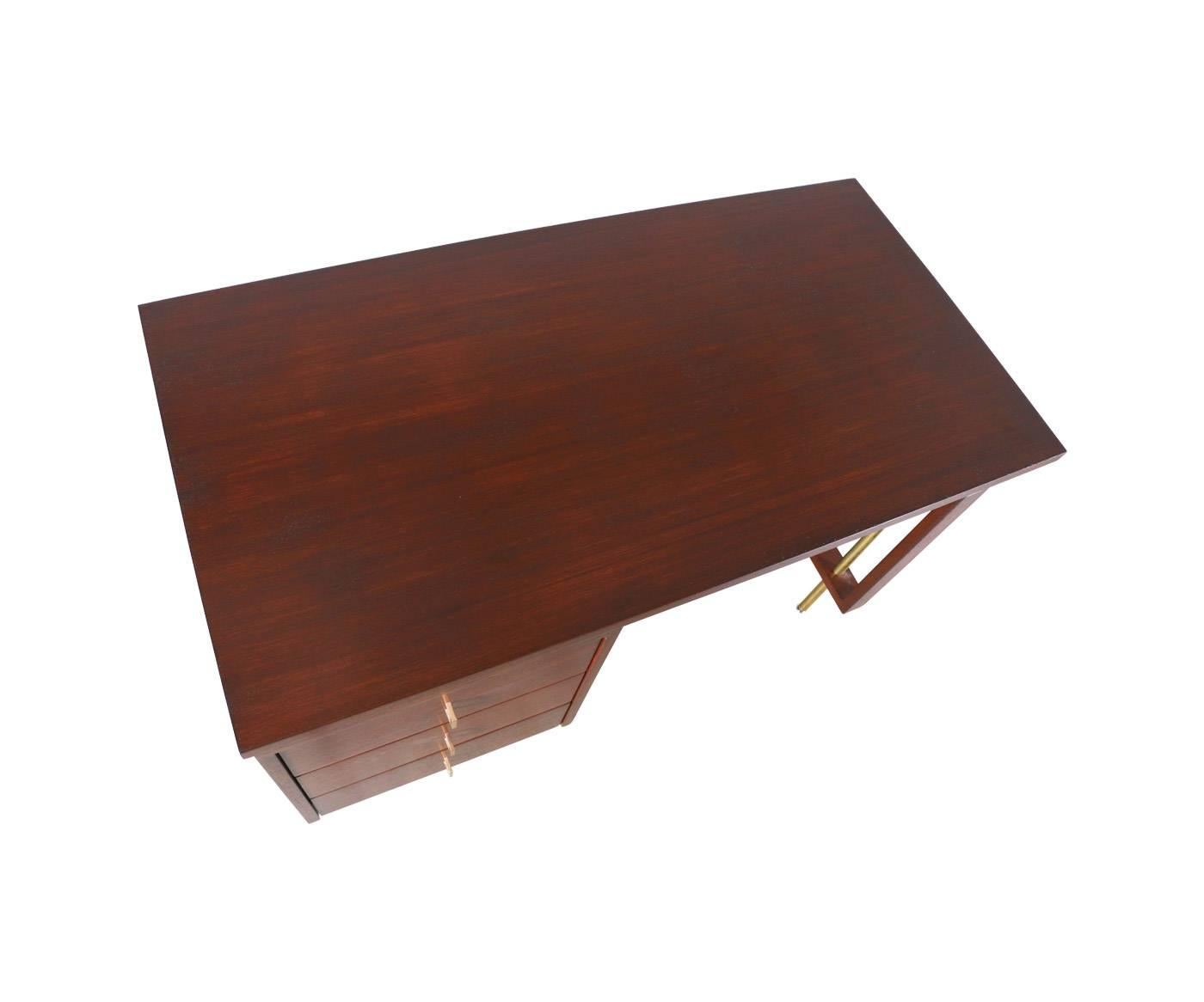 Mid-20th Century John Keal Writing Desk with Cane Back for Brown Saltman