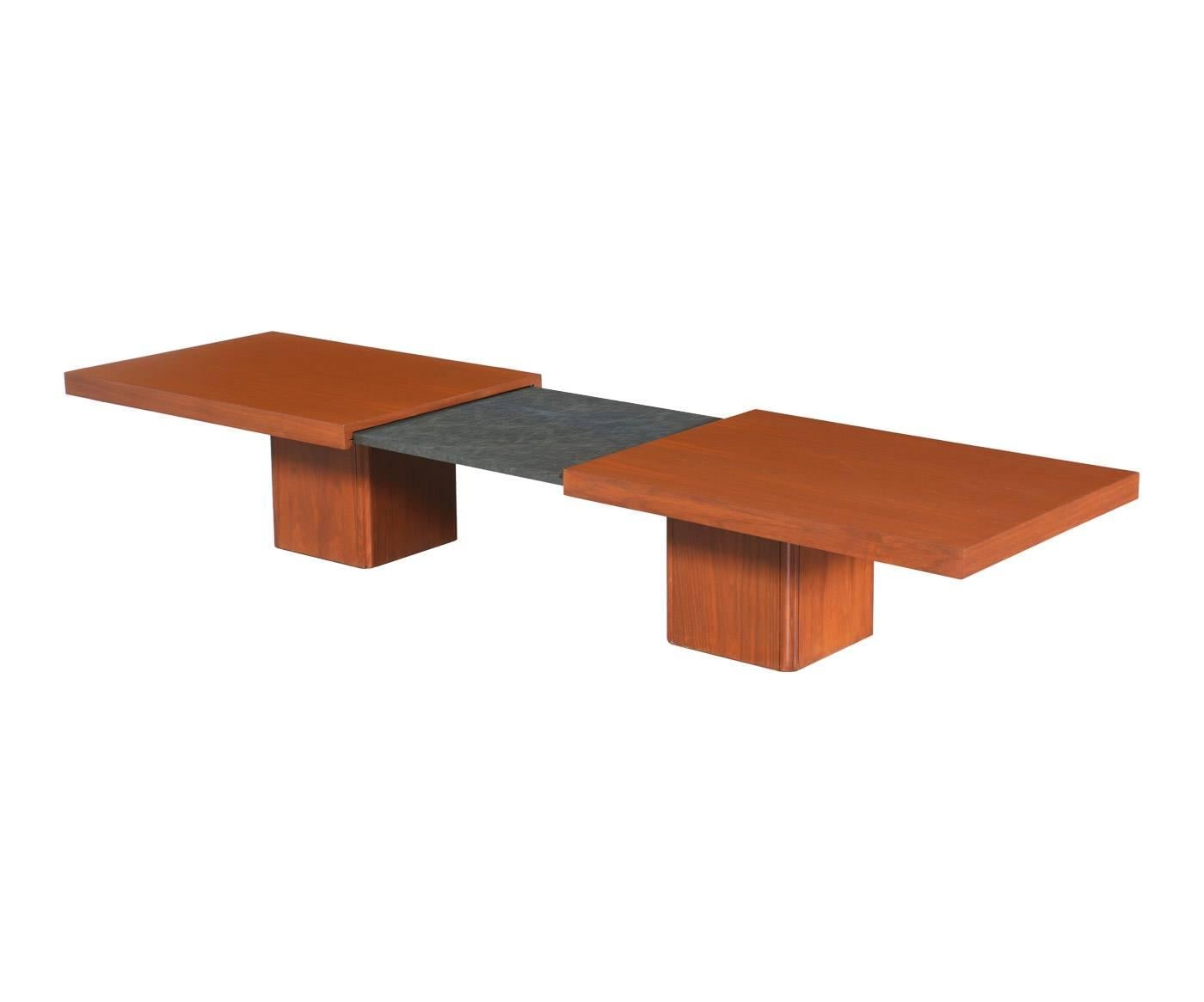 Mid-Century Modern John Keal Expanding Walnut Coffee Table for Brown Saltman