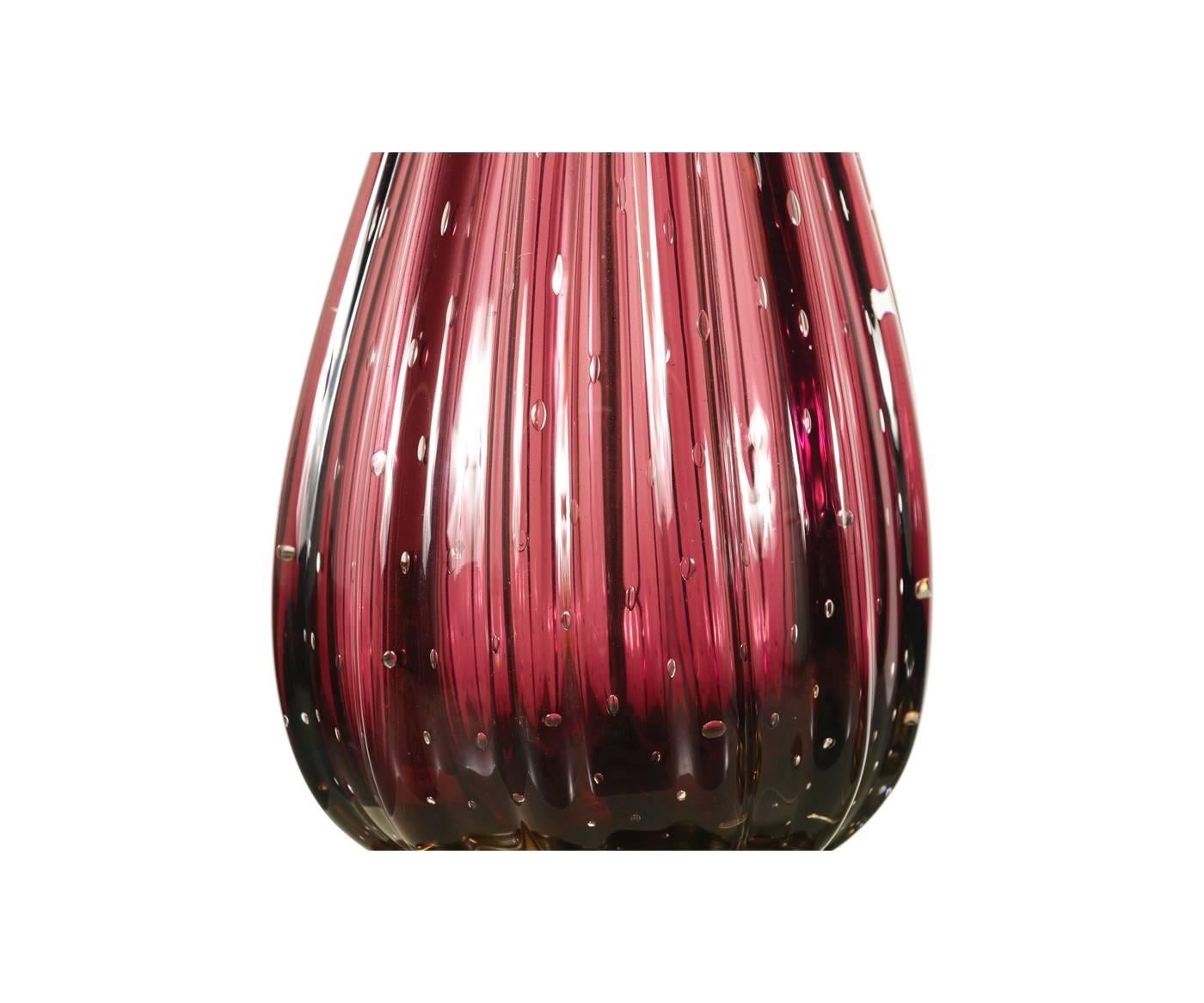 American Vintage Itlalian Purple Murano Glass Table Lamps