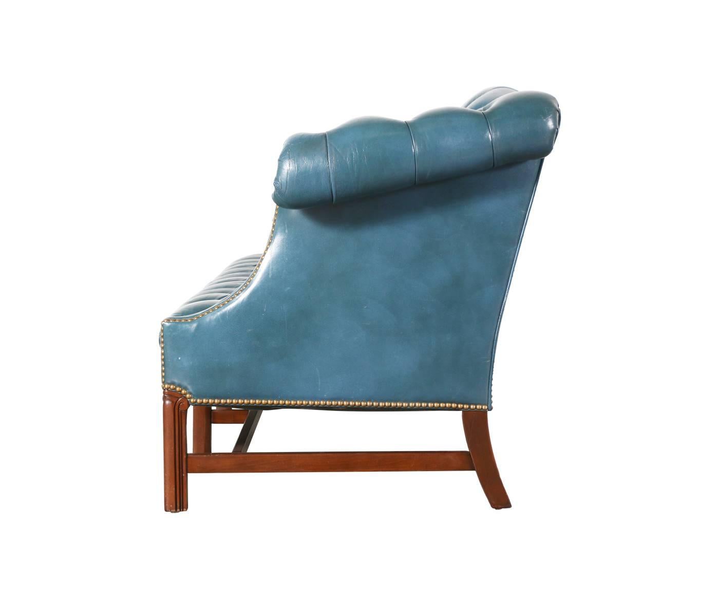 teal leather chesterfield sofa