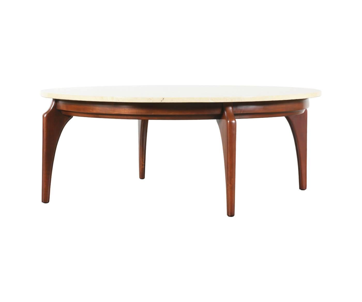 Designer: Unknown.
Manufacturer: Unknown.
Period/Style: Mid-Century Modern.
Country: United States.
Date: 1960s.

Dimensions: 16″ H x 42.25″ W.
Materials: Walnut, marble.
Condition: Excellent, newly refinished.
Number of items: 1.
ID