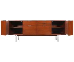 Mid-Century Low Profile Credenza with Chrome Legs