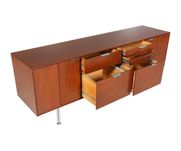 MidCentury Low Profile Credenza with Chrome Legs at 1stDibs