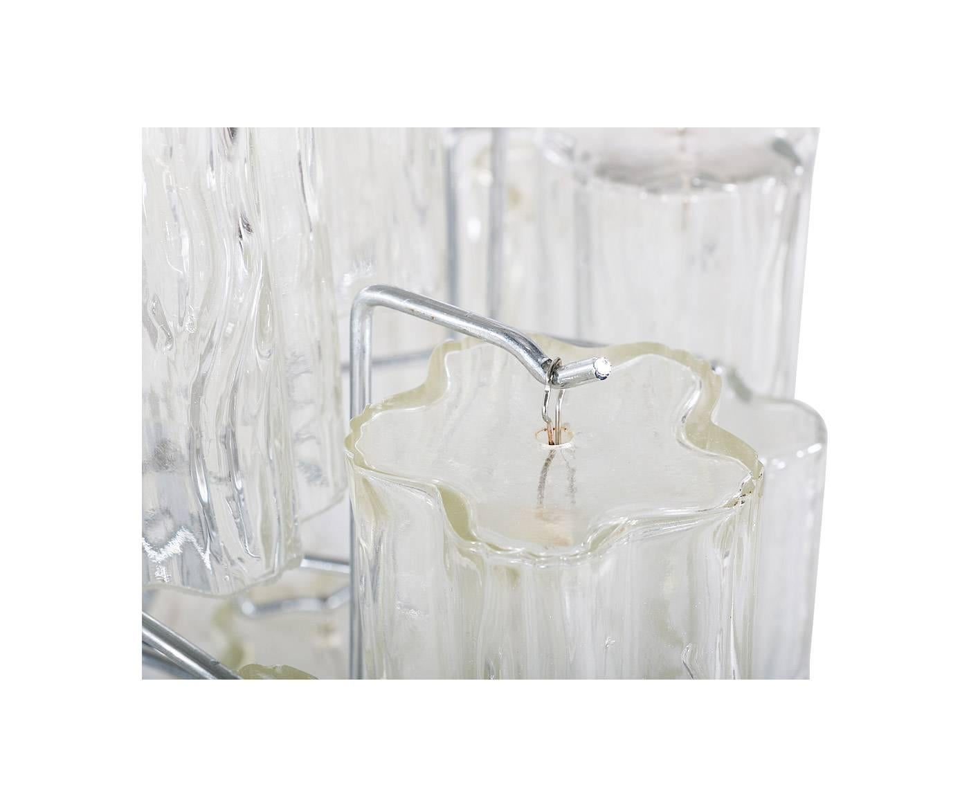 Italian Five-Tiered “Tronchi” Murano Glass Chandelier 1