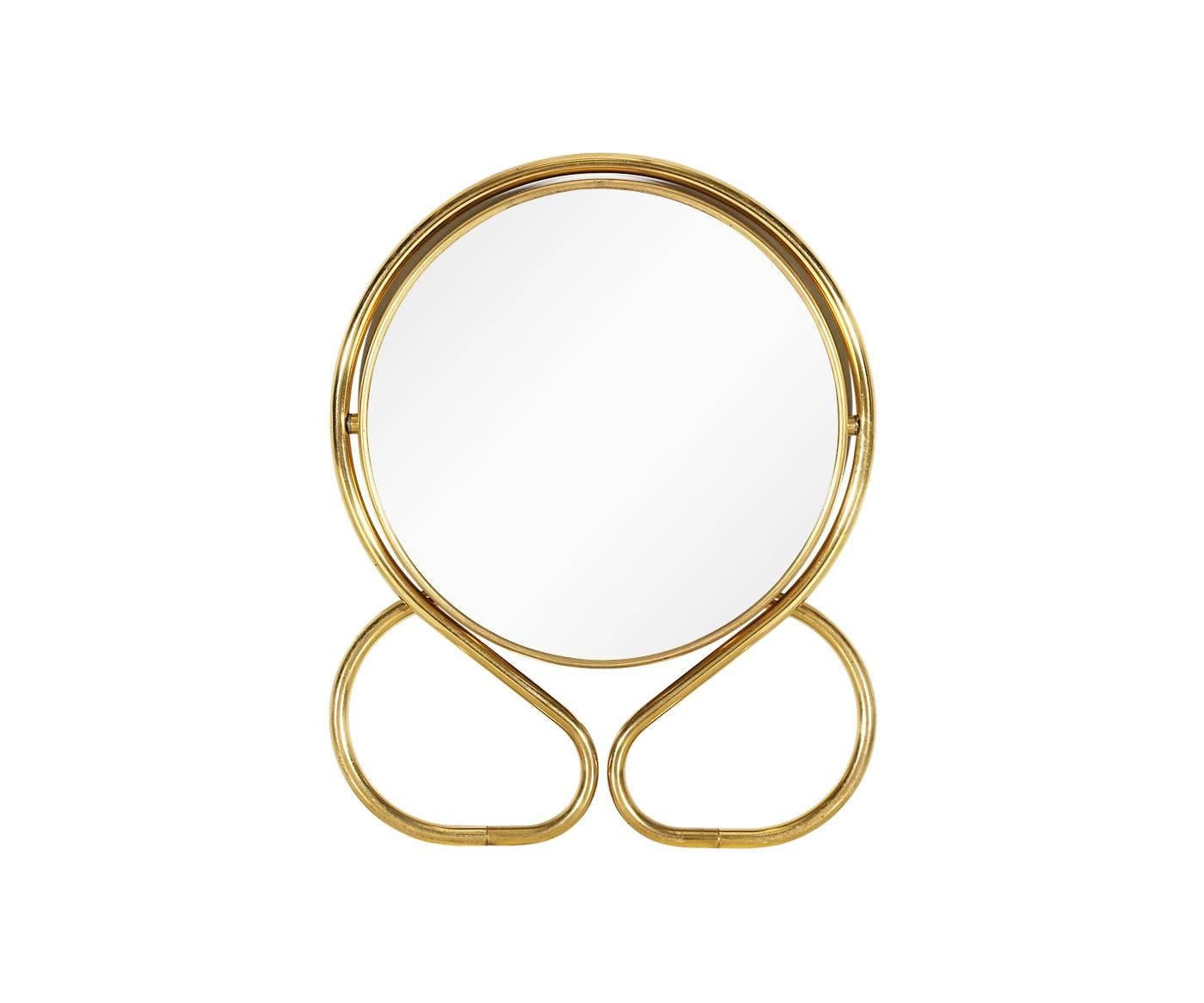 American Mid-Century Double Sided Folding Brass Vanity Mirror