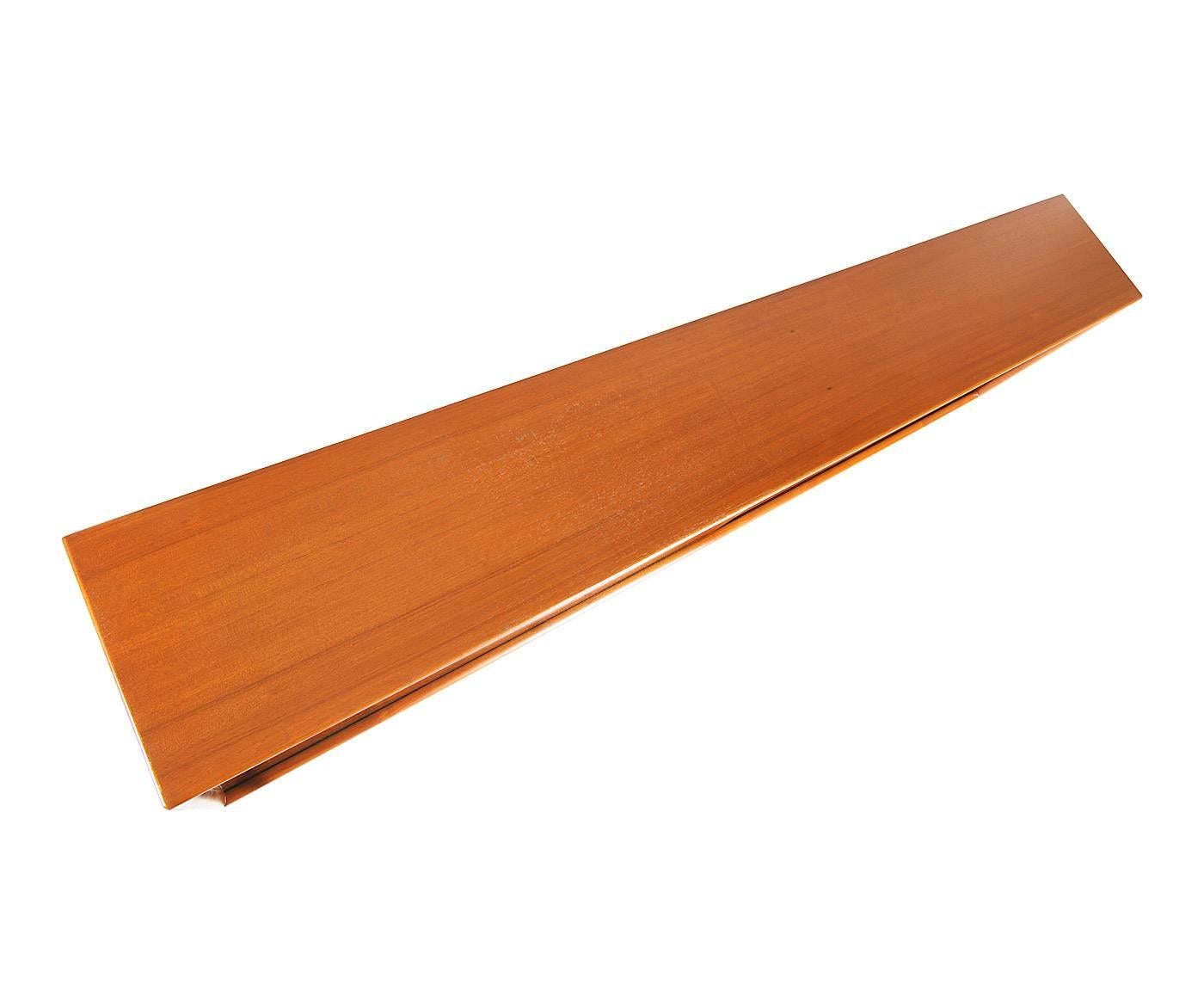 Danish Modern Low Profile Teak Bookcase with Glass Doors In Excellent Condition In Los Angeles, CA