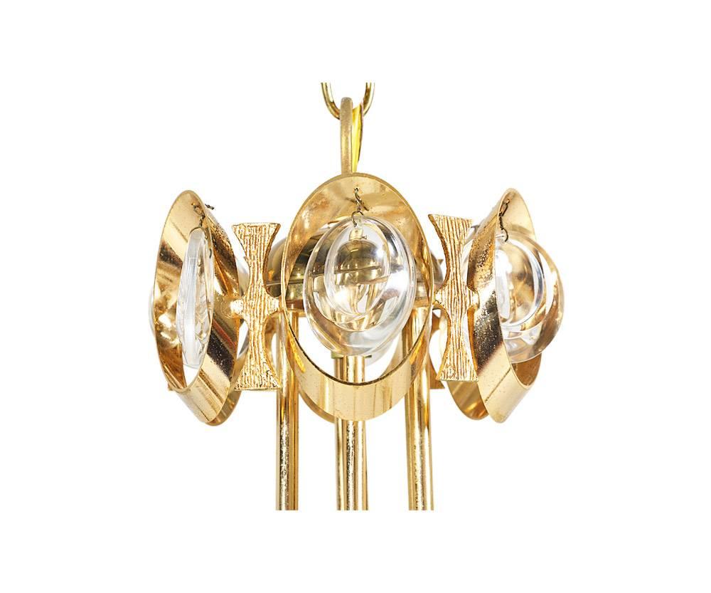 Austrian Vintage Gilt Brass and Crystal Glass Chandelier by Lobmeyr