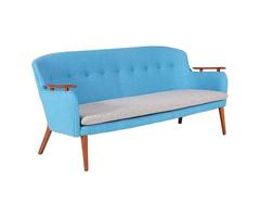 Danish Modern Sofa with Accent Teak Armrest