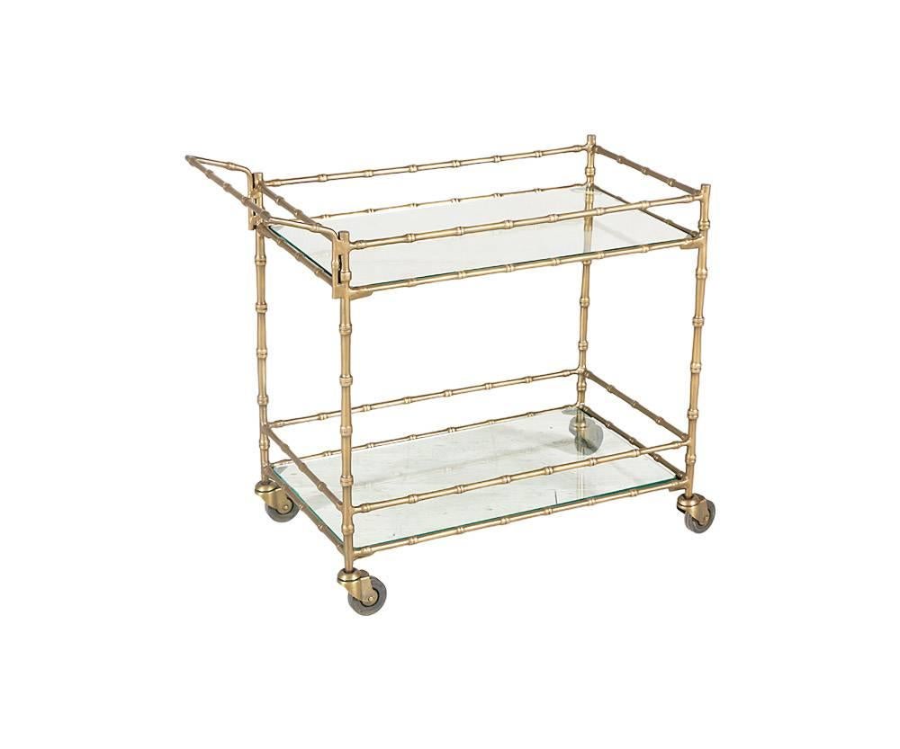 Mid-Century Modern Mid-Century French Faux Bamboo Bar Cart by Maison Baguès