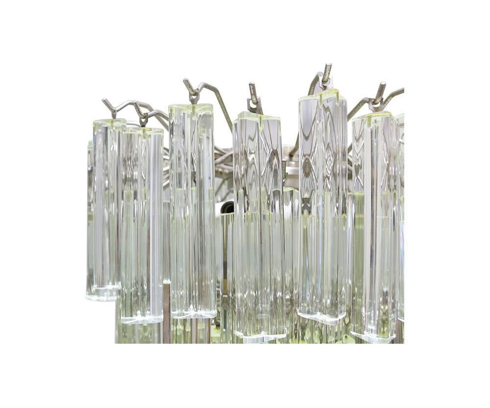 Italian Murano Glass Chandelier with Venini Triedri Crystals by Camer In Excellent Condition In Los Angeles, CA