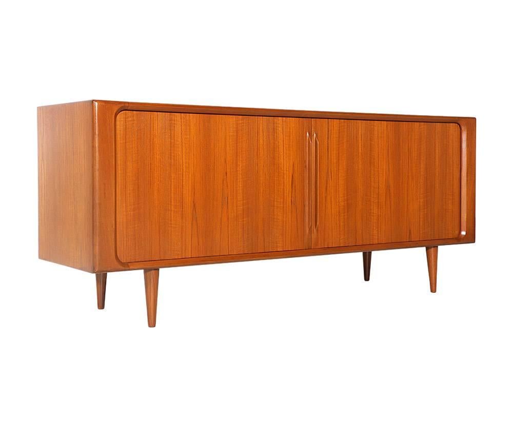 Mid-Century Modern Bernhard Pedersen and Søn Tambour Door Teak Credenza