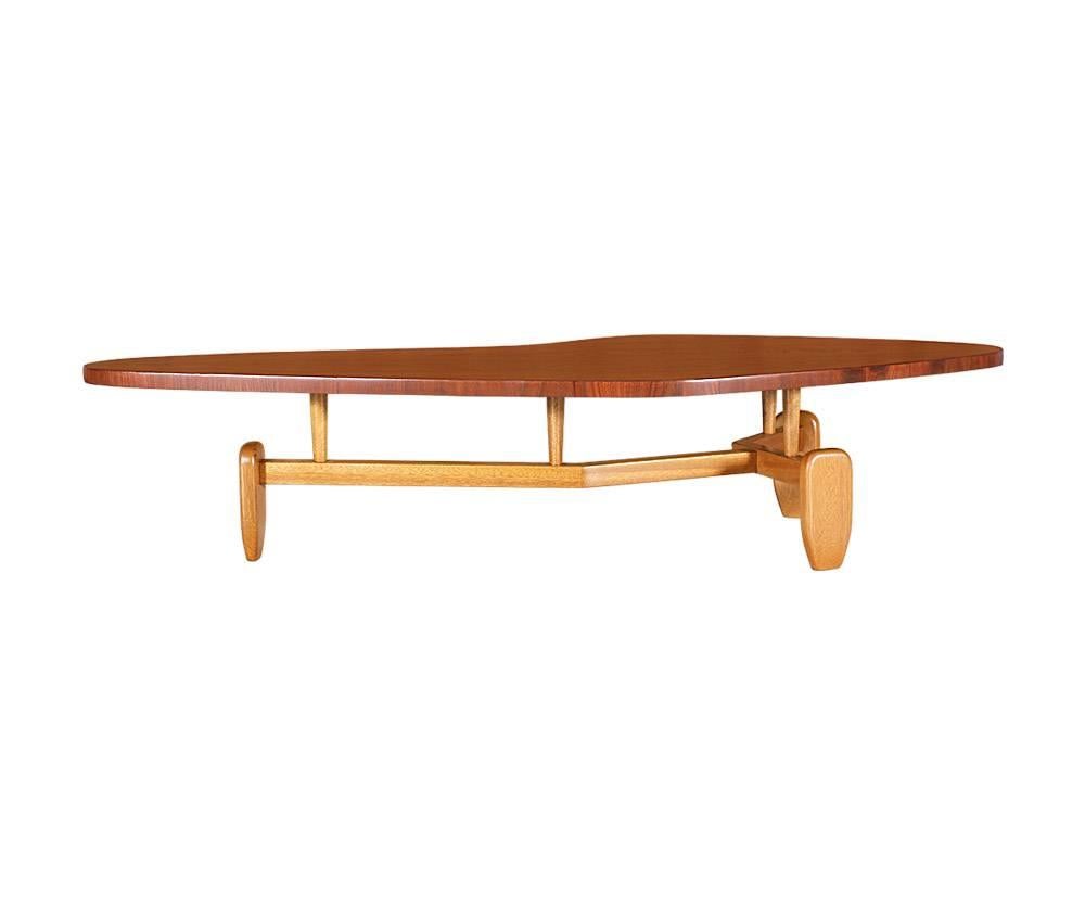 Mid-Century Modern John Keal “Outrigger” Floating Top Coffee Table for Brown Saltman