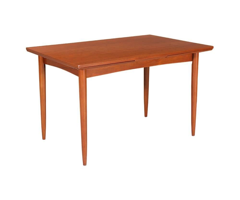 Period/style: Danish modern
Country: Denmark
Date: 1960s

Dimensions: 29.5 H x 31 W x 47.25 – 82.75 L
Each Ext. Leaf 17.75 maximum extension 82.75 L
Materials: teakwood
Condition: Excellent – newly refinished
Number of items: One
ID number: